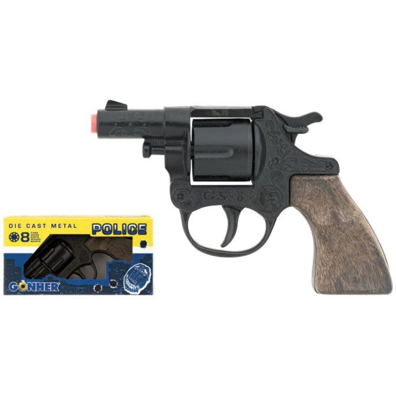 Gonher Alltoys policejní revolver kovový černý 8 ran