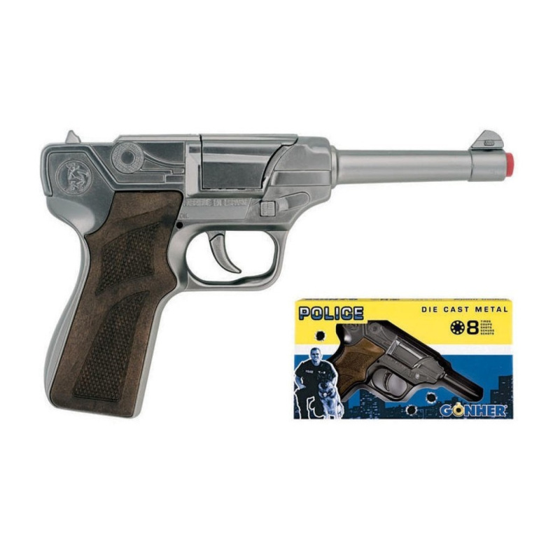 Alltoys policejní pistole stříbrná kovová 8 ran
