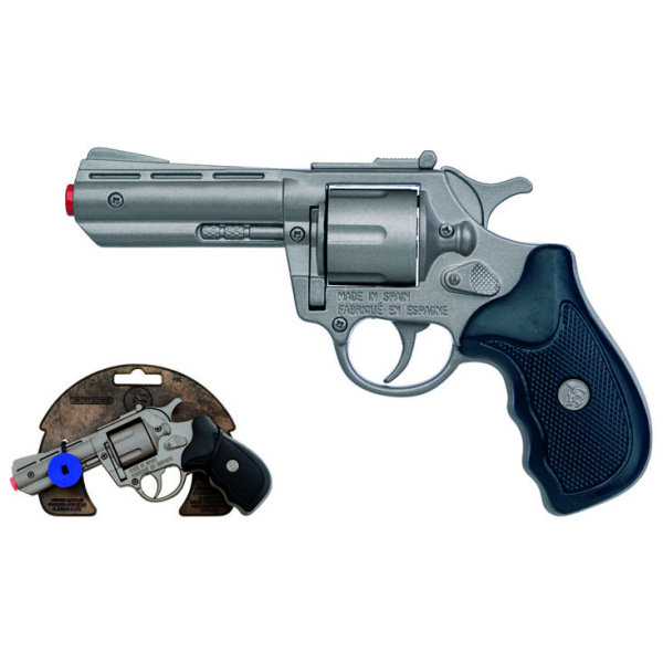 Policejní revolver kovový stříbrný kovový 8 ran