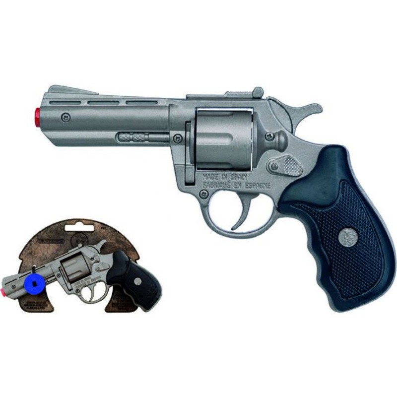 Policejní revolver kovový stříbrný kovový 8 ran