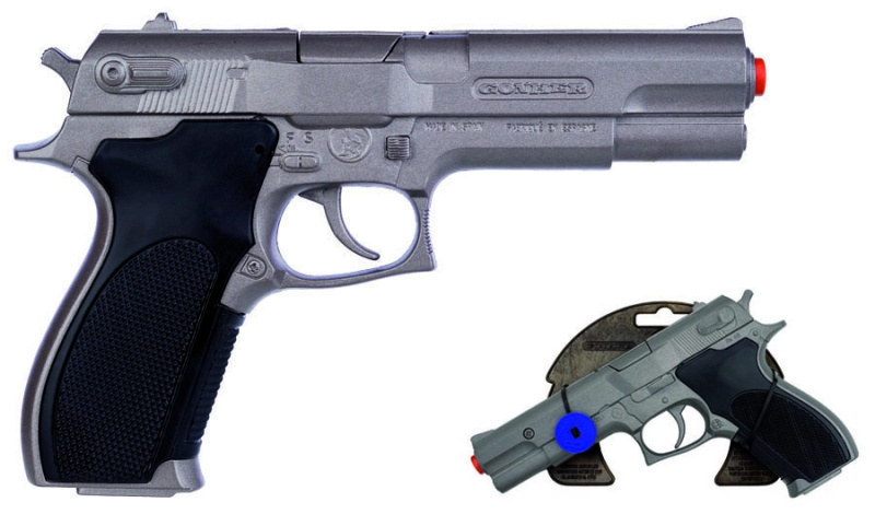 Alltoys policejní pistole stříbrná matná kovová 8 ran