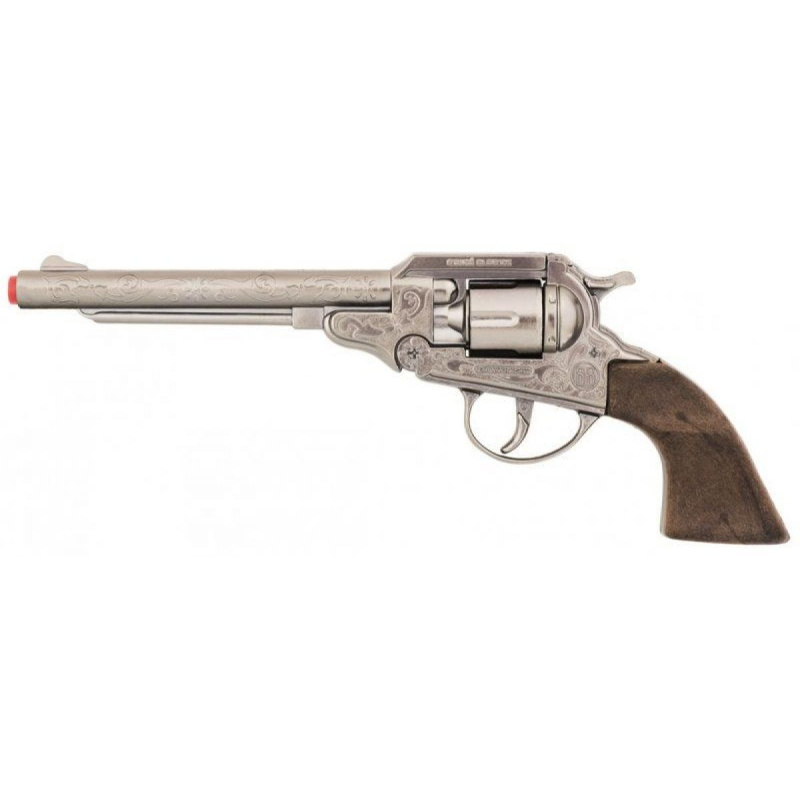 Revolver kovbojský stříbrný, kovový - 8 ran