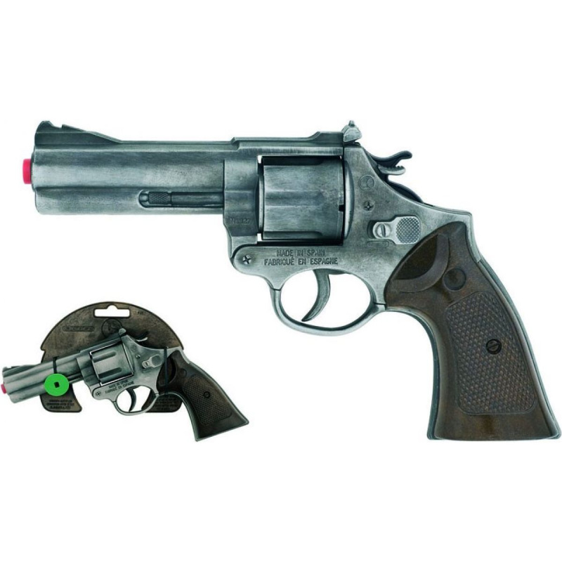 Policejní revolver Gold colection stříbrný kovový 12 ran
