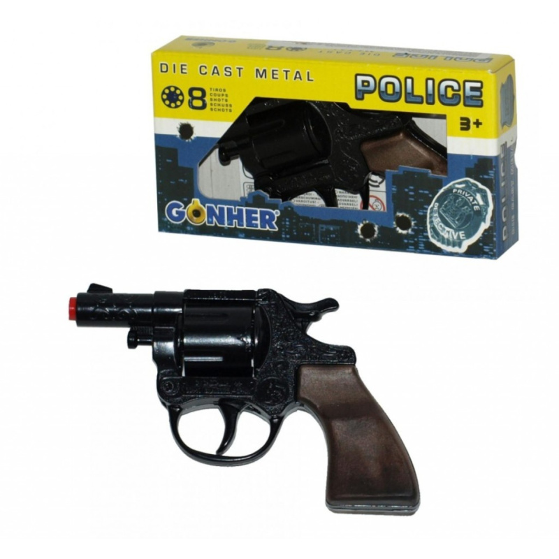 Alltoys policejní revolver černý kovový 12 ran