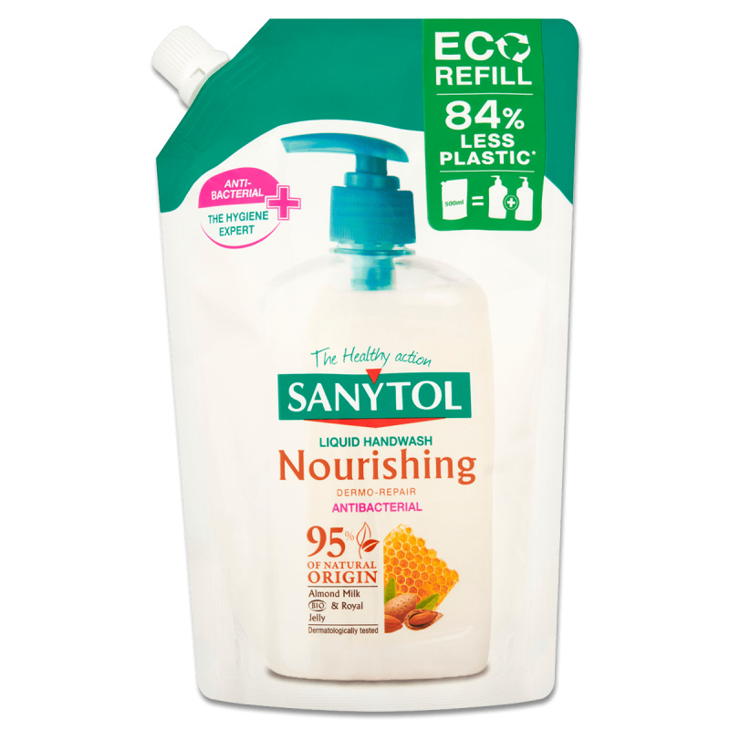 Sanytol Vyživující - tekuté mýdlo - Mandlové mléko & Mateří kašíčka, 500 ml