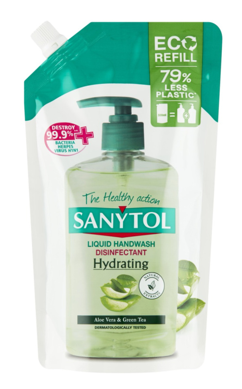 Sanytol Hydratující - tekuté mýdlo - náhradní náplň Aloe Vera & Zelený čaj