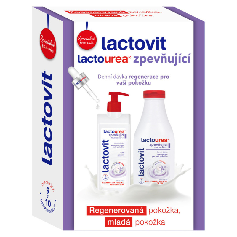 Lactovit Lactourea – dárková sada, zpevňující sprchový gel 500 ml a tělové mléko 400 ml