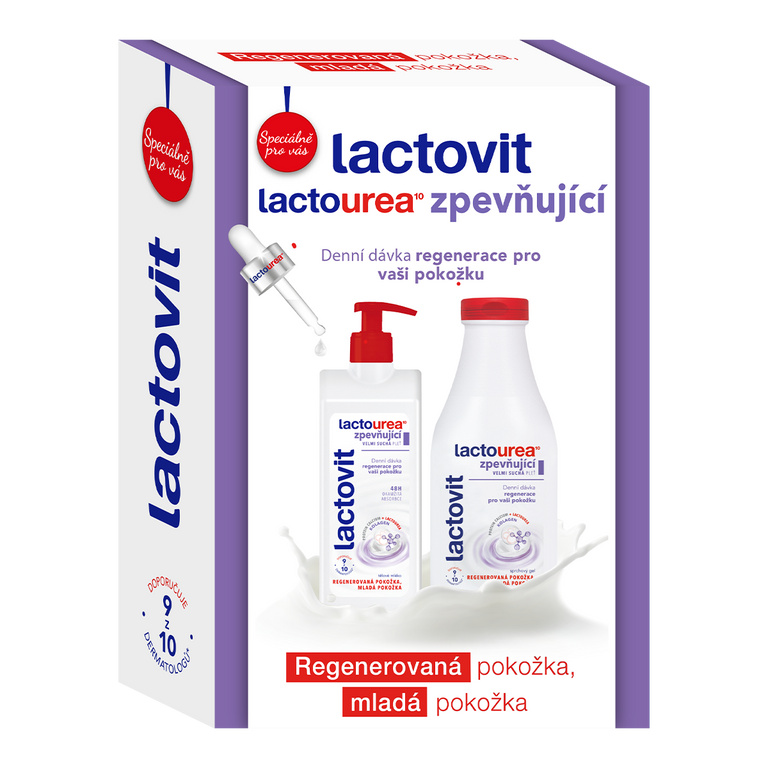 Lactovit Lactourea – dárková sada, zpevňující sprchový gel 500 ml a tělové mléko 400 ml