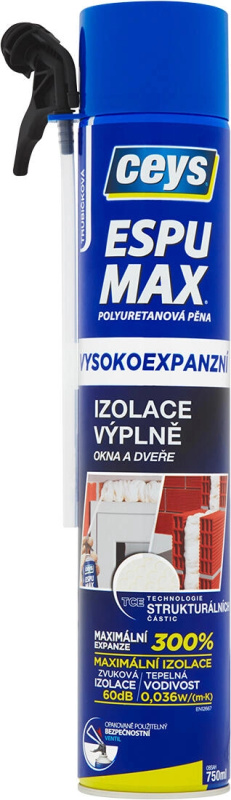 Montážní pěna Ceys Espu Max polyuretanová vysokoexpanzní trubičková 750 ml