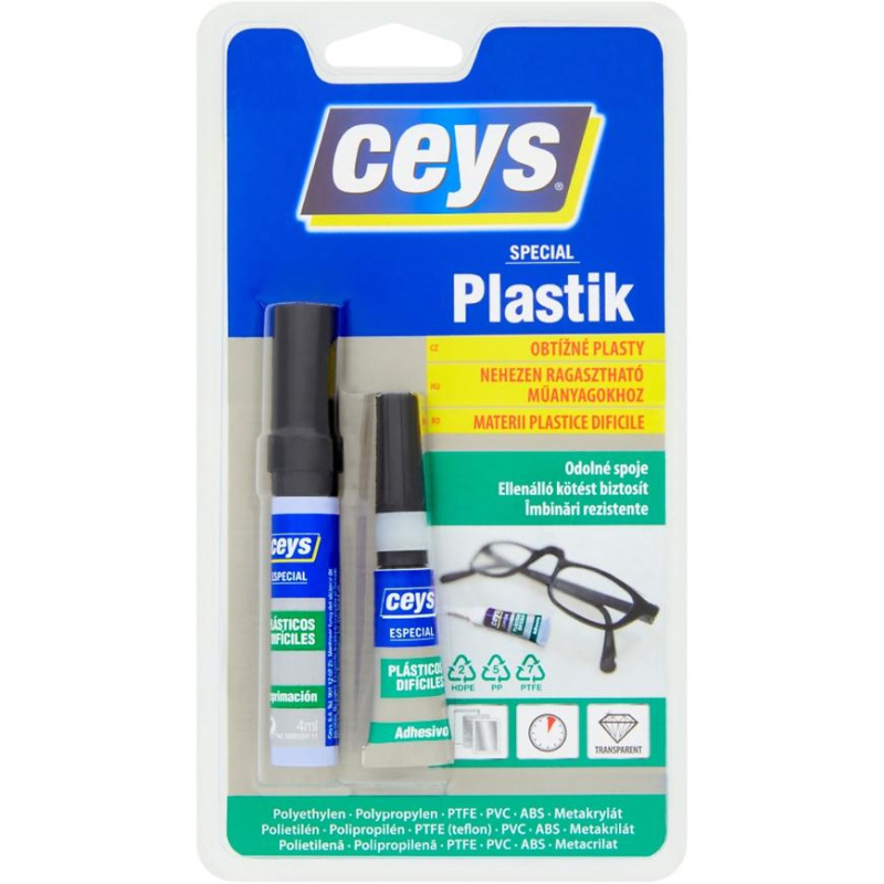 Lepidlo na obtížné plasty Ceys SPECIAL PLASTIK 3 g + 4 ml