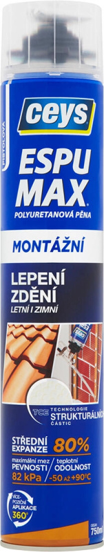Pěna montážní nízkoexpanzní Ceys ESPUMAX pistolová 750 ml