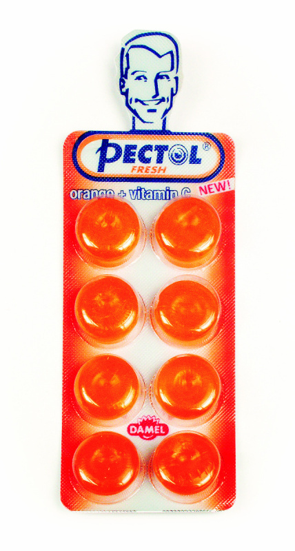 PECTOL Dropsy s pomerančovou příchutí a vitaminem C blistr 8 kusů