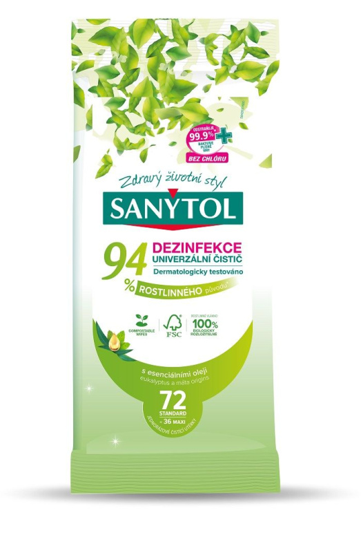 Sanytol - dezinfekční vlhčené ubrousky - 2 x 36 ks