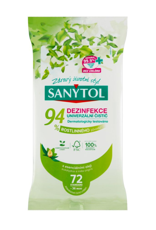 Sanytol - dezinfekční vlhčené ubrousky - 2 x 36 ks