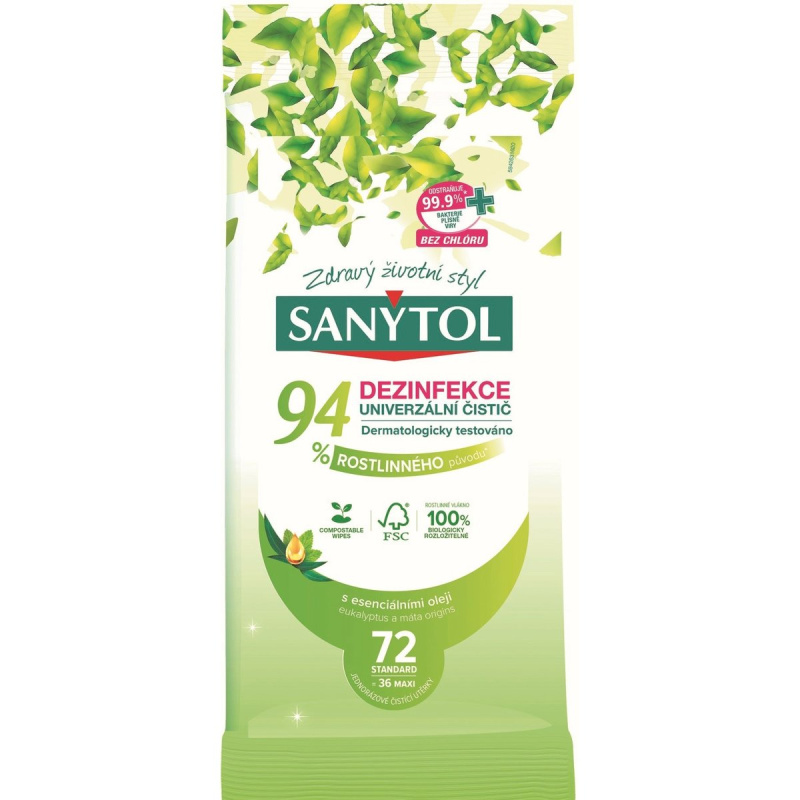 Sanytol - dezinfekční vlhčené ubrousky - 2 x 36 ks