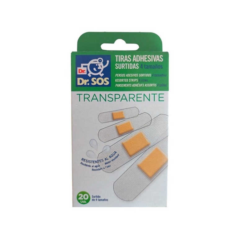 DR.SOS Transparentní voděodolné elastické náplasti mix 20ks