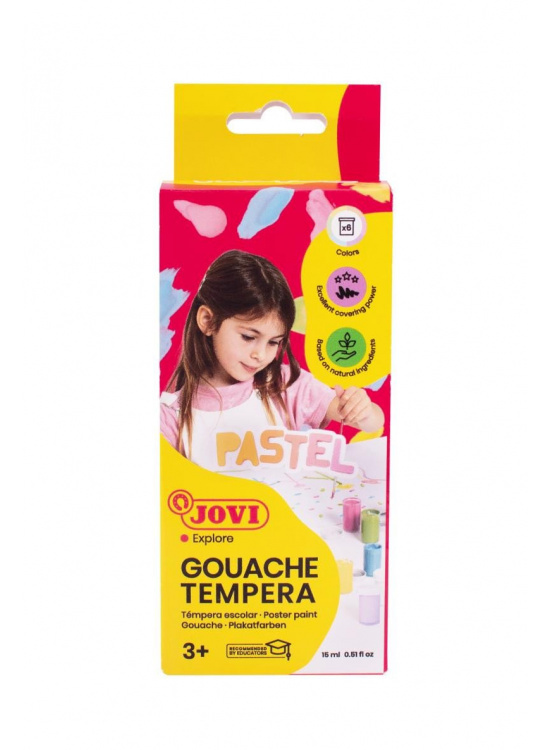 JOVI Pastel temperové barvy 6 x 15 ml + štětec DAVER, spol. s r.o.