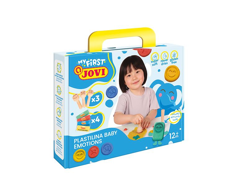 Plastelína JOVI BABY 4 x 38 g + 3 dřevěná razítka Emotions
