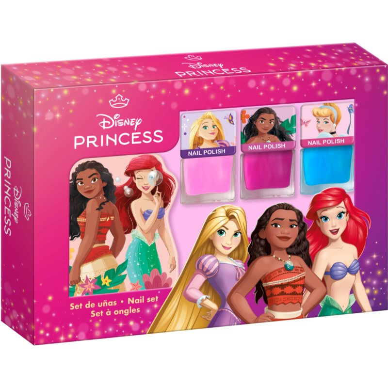 Disney Princess Nail Set sada laků na nehty pro děti 3y+ Pink, Blue, Pink 3x4.5 ml