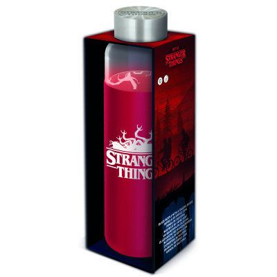 Skleněná láhev se silikonovým návlekem s motivem Stranger Things