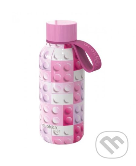 Quokka Solid Kids termoláhev s poutkem Pink Bricks 330 ml
