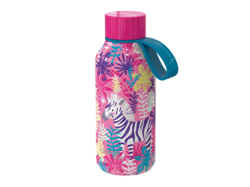 Quokka Solid Kids termoláhev s poutkem Zebras 330 ml