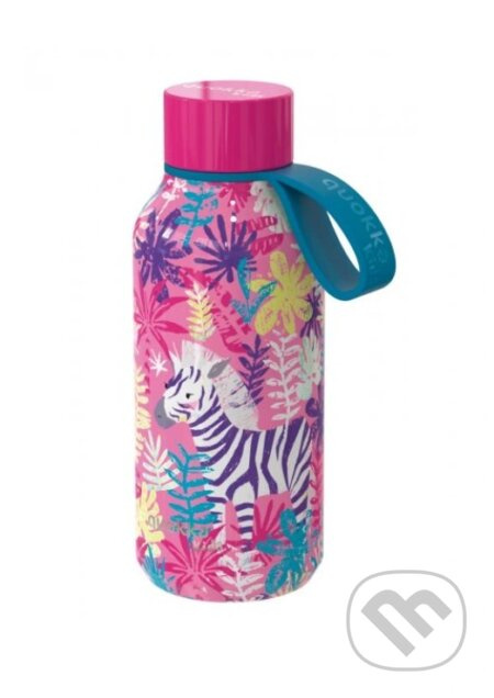 Quokka Solid Kids termoláhev s poutkem Zebras 330 ml