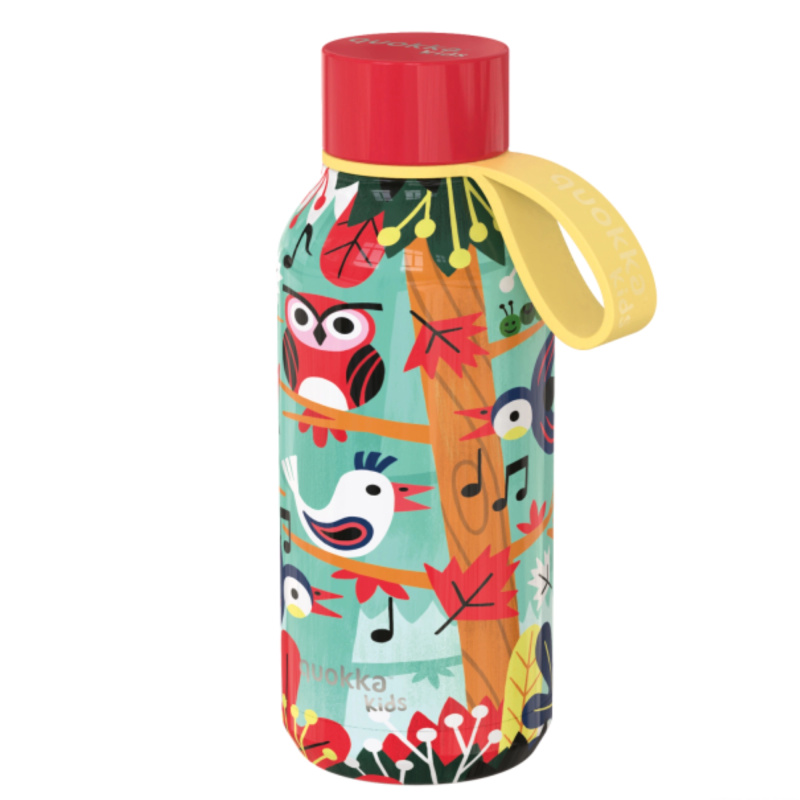 Nerezová termoláhev Quokka Kids solid birds s poutkem 330 ml