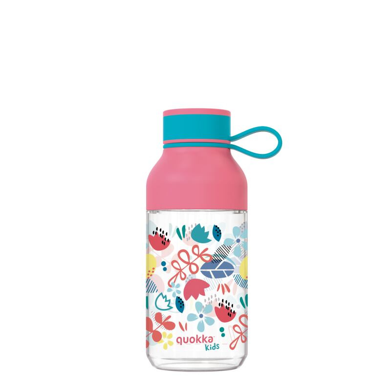 Quokka Ice Kids láhev s poutkem Flowers 430 ml