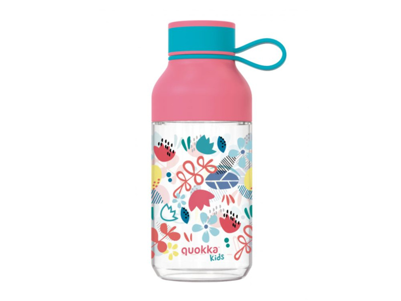 Quokka Ice Kids láhev s poutkem Flowers 430 ml