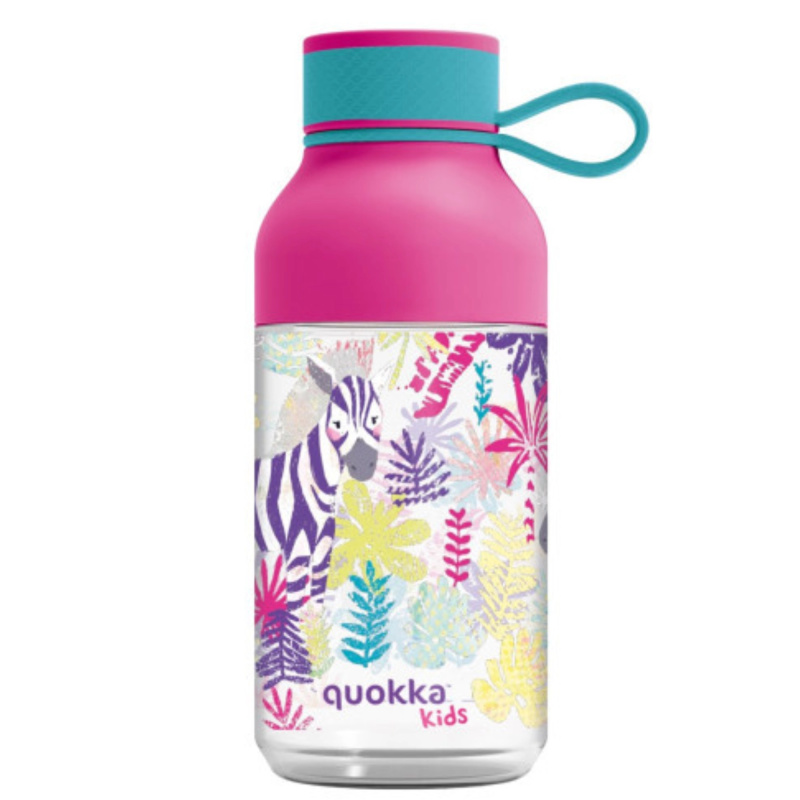 Tritanová dětská láhev Quokka Kids Ice zebry s poutkem 430 ml