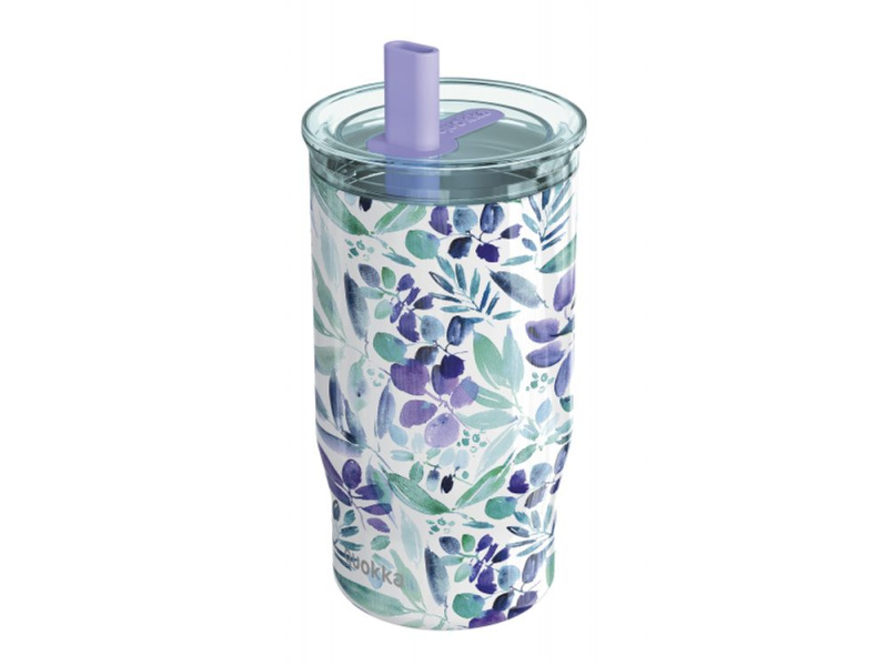 Nerezový termohrnček so slamkou Mist Violet Blooms 720 ml