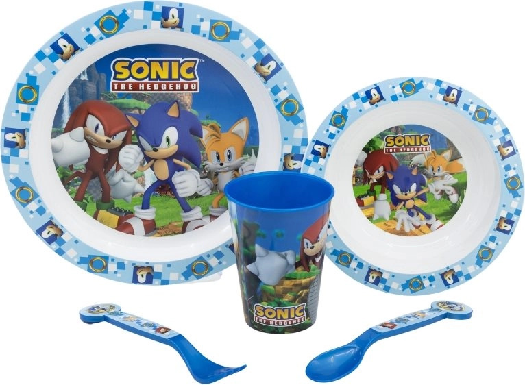 STOR Jídelní sada pro děti ježek Sonic 5 ks