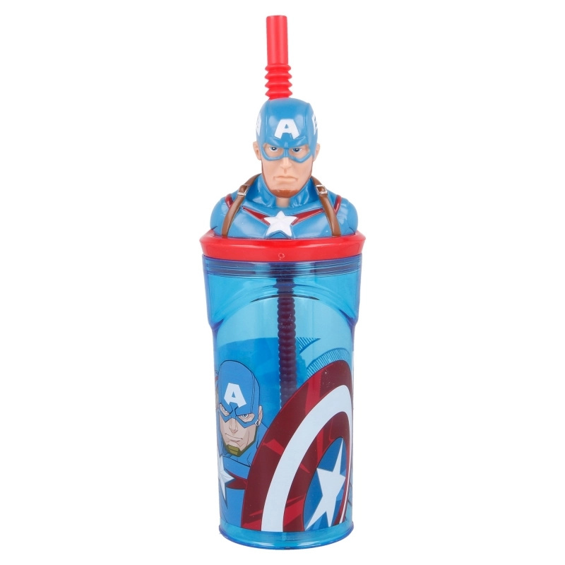 Marvel Captain America 3D dětský kelímek se brčkem 360 ml - 1 kus