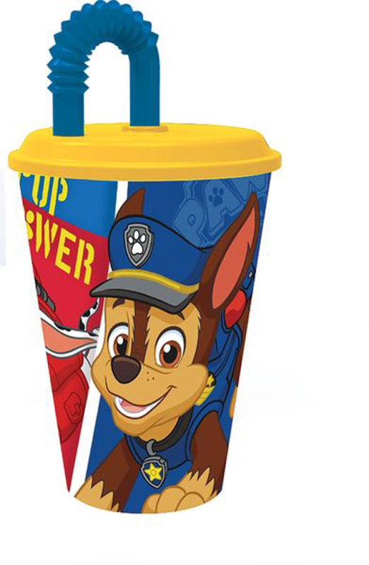 Plastový kelímek s brčkem PAW PATROL 430 ml modrý