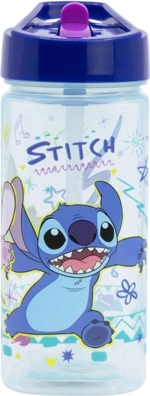 Plastová dětská láhev na pití STITCH 510 ml se slámkou