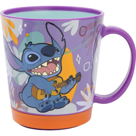 Plastový hrnek s protiskluzovým dnem STITCH 410 ml