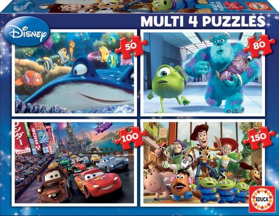 EDUCA Puzzle Disney Pixar Mix 4v1 (50,80,100,150 dílků)