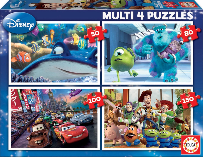 EDUCA Puzzle Disney Pixar Mix 4v1 (50,80,100,150 dílků)