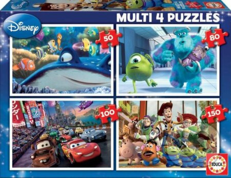EDUCA Puzzle Disney Pixar Mix 4v1 (50,80,100,150 dílků)