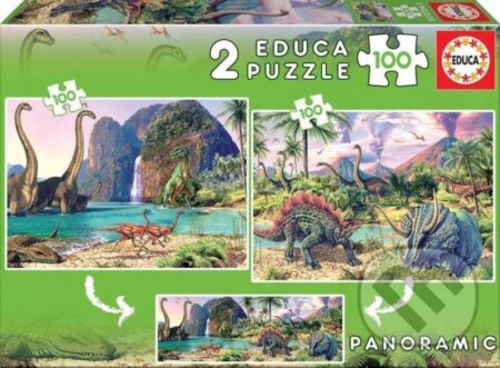 EDUCA Puzzle Panorama Dinosauří svět 2x100 dílků