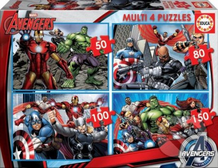 EDUCA Puzzle Avengers 4v1 (50,80,100,150 dílků)