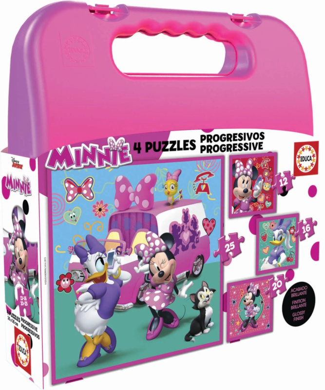 EDUCA puzzle v kufříku Minnie a Daisy 4v1 pro děti