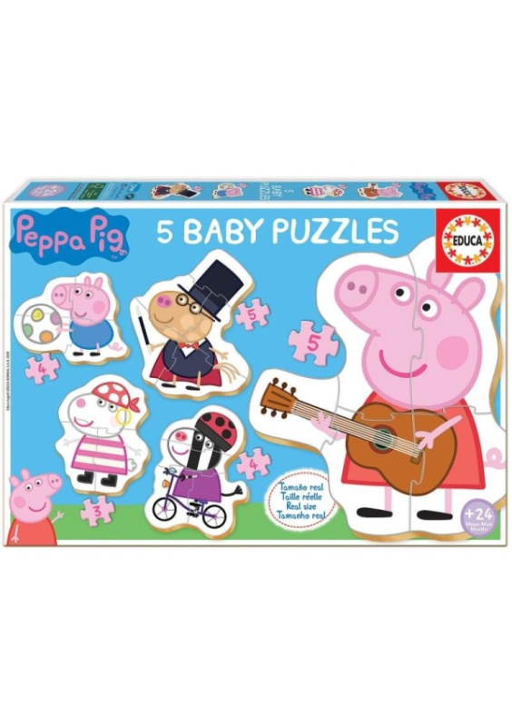 EDUCA Baby puzzle Prasátko Peppa 2, 5v1 (3-5 dílků)