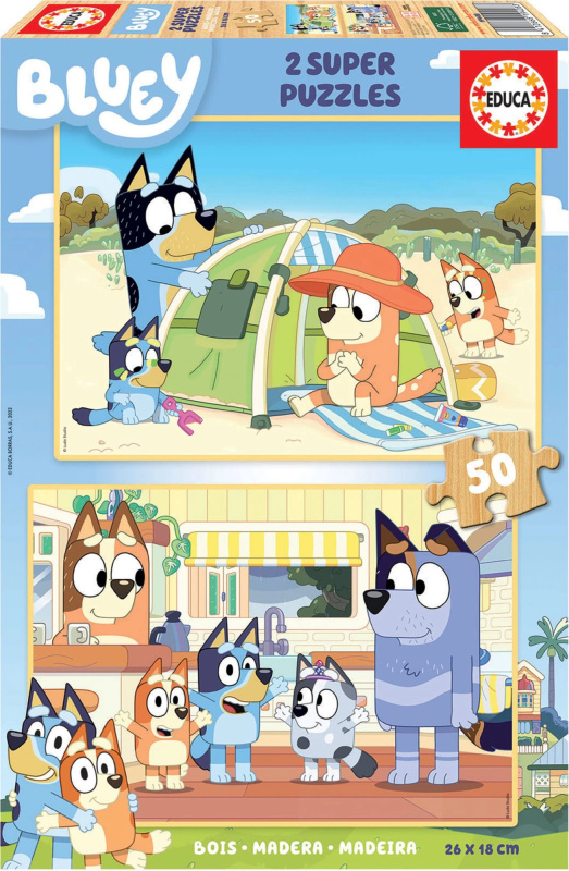 EDUCA Dřevěné puzzle Bluey 2x50 dílků