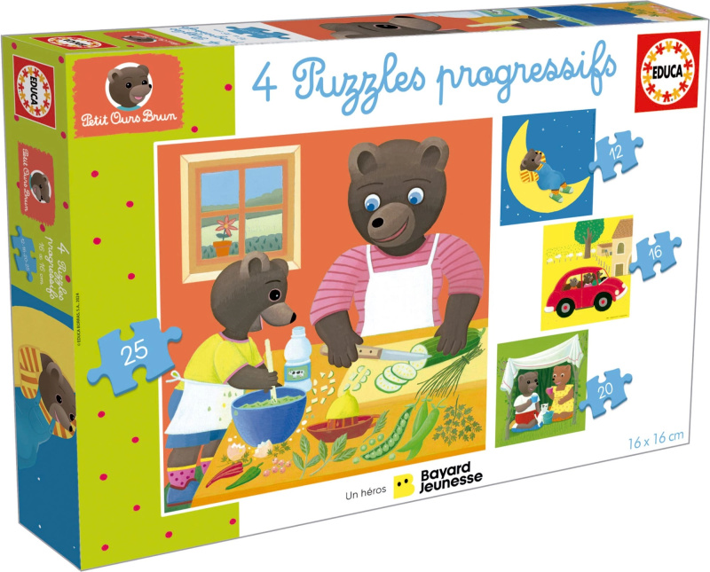 EDUCA Puzzle Petit Ours Brun 4v1 (12,16,20,25 dílků)