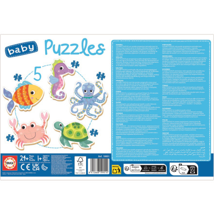 EDUCA Baby puzzle Vodní zvířata 5v1 (3-5 dílků)