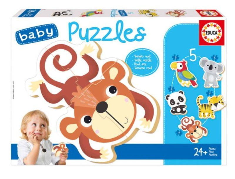 EDUCA Baby puzzle Divoká zvěř 5v1 (3-5 dílků)