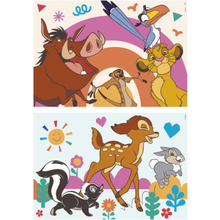 EDUCA Dřevěné puzzle Lví král a Bambi 2x16 dílků