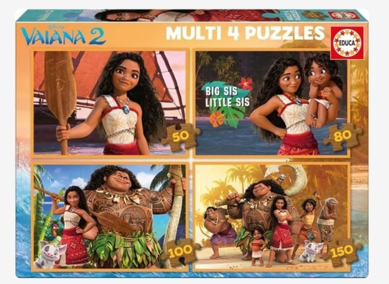 EDUCA Puzzle Vaiana 2, 4v1 (50,80,100,150 dílků)